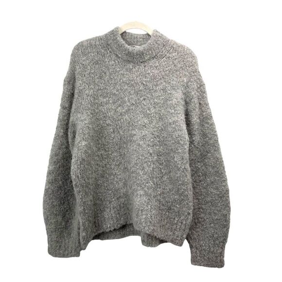 NEW Madewell Wool-Alpaca Blend Bouclé-Knit Oversized Sweater Size S grey soft - Picture 2 of 10